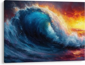 Obraz - Fala o zachodzie słońca (70x50 cm)