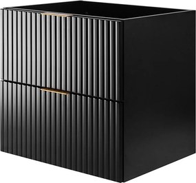 Szafka pod umywalkę, Czarny, 60 x 57 x 46 cm, uchwyt złoty, bez blatu