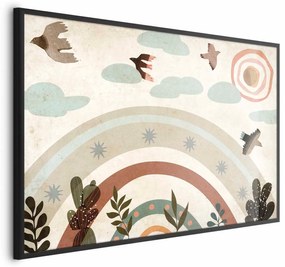 Plakat Tęcza i ptaki 60x40 cm z ramą czarną bez marginesu ARTGEIST B