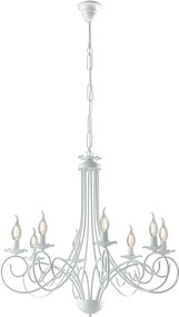 Alma - Biały lakierowany żyrandol z żelaza z dekoracją w stylu shabby chic, 8 świateł, 128 cm - Ø67 cm - BL130-8-BCO