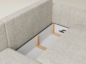 Beżowy rozkładany/ze schowkiem narożnik z tkaniny szenilowej (lewostronny/z szezlongiem) Leon – Maison de Rêve