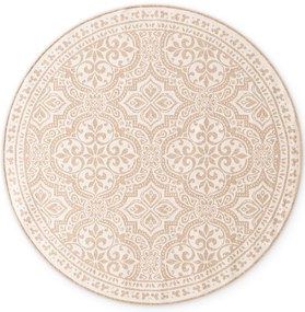 Dywan zewnętrzny dwustronny Duet Ornament beżowo-kremowy 160 cm x 160 cm koło