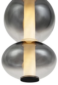 Lampa wisząca Art Deco czarna z przydymionym i przezroczystym szkłem, 5-punktowa z LED - Lizzy ArtDeco Oswietlenie wewnetrzne