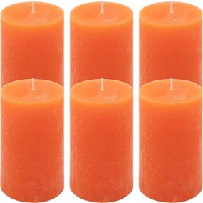 Rustykalne pomarańczowe świece słupkowe 6,8x11,5 cm, 6 szt.