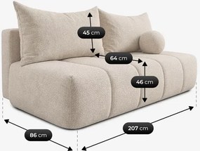 Sofa z Funkcją Spania SARIA Kremowa Szenil Nowoczesna