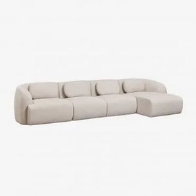 Sofa Modułowy Z Prawym Szezlongiem, 4-częściowy, Z Tkaniny Chenille Coquette Szenila Kremowy Beż - Sklum