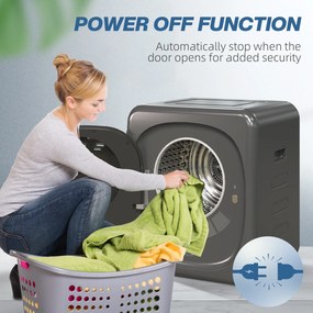 HOMCOM Suszarka do Ubrań z Dezynfekcją UV, Kompaktowa Budowa, 4 kg Pojemności, Stal Nierdzewna, Szary