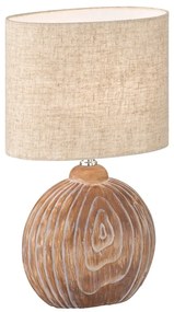 Brązowo-beżowa ceramiczna lampa stołowa z tekstylnym kloszem (wysokość 39 cm) Tobse – Fischer &amp; Honsel