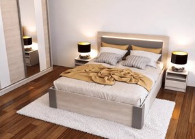 Łóżko Arion 160x200 z pojemnikiem szufladą LED białe kathult sypialnia dwuosobowe