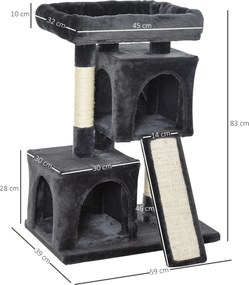 Drapak dla kota Drapak do ostrzenia pazurów dla kota z sizalowymi kolumnami Drapak dla kota ciemnoszary | Aosom.pl