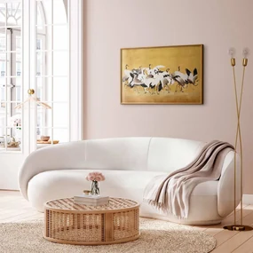Plakat Japońskie żurawie 60x40 cm z ramą złotą bez marginesu ARTGEIST B