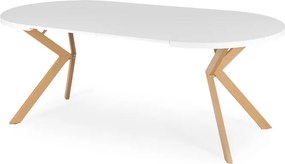 Stół Okrągły Rozkładany LUKAS 100-250 cm Biały/Dąb Skandynawski
