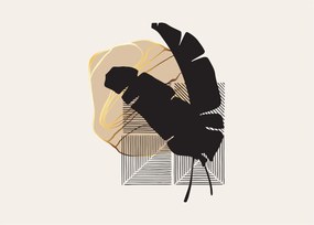 Obraz - Abstrakcja z tropikalnymi liśćmi N⁰4 (70x50 cm)