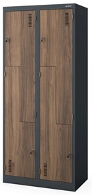 Szafa metalowa ubraniowa JULIA, 800 x 1850 x 450 mm, Eco Design: antracytowa/ orzech