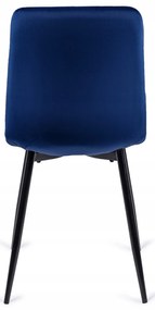 Zestaw Stół Okrągły LINO 100 cm Orzech/Czarny i 4 Krzesła Tapicerowane do Salonu PERU Granatowe Welurowe Nowoczesne Loft