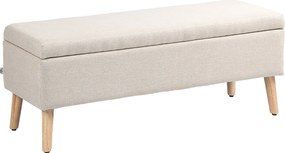 HOMCOM Ławka z Przestrzenią do Przechowywania, do 120 kg, Wygląd Lnu, 110x39x45cm, Kolor Beżowy