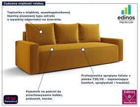 Żółta sofa rozkładana z pojemnikiem B9-W06