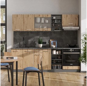 Zabudowa kuchenna artisan dąb/antracyt 240x46x81.6 r-line