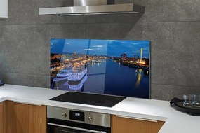 Szklany Panel Statek w Nocnym Mieście