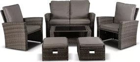 Zestaw mebli ogrodowych Arachi 2 fotele + sofa + stolik + 2 pufy szary taras balkon ogród