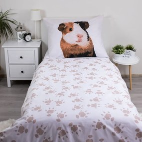 Biała bawełniana pościel dziecięca jednoosobowa 140x200 cm Guinea Pig – Jerry Fabrics