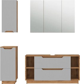 Zestaw mebli łazienkowych dąb/szary w paski 119.2x35x62.5 lotta