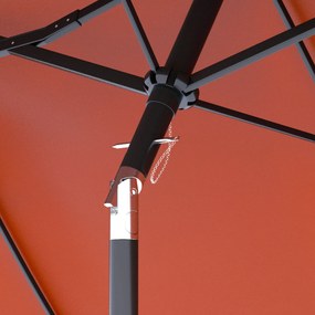 Outsunny Parasol przeciwsłoneczny, parasol ogrodowy, nachylany, z korbą ręczną, otwory wentylacyjne, poliester + stal, czerwone wino, 295 x 152 cm | Aosom PL