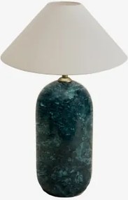 Lampa Stołowa Z Naturalnego Kamienia Yalvira Zielony Marmur Udaipur & Biały Matowy Ø35 Cm - ↑15 Cm Graciela - Sklum