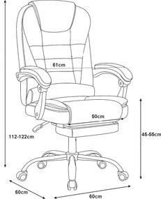 Fotel obrotowy President ergonomiczne krzesło biurowe z ekoskóry – eleganckie krzesło z wysokim oparciem i podnóżkiem