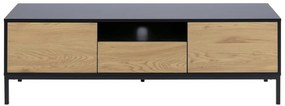 Czarno-naturalna szafka pod TV w dekorze dębu 140x45 cm Seaford – Actona