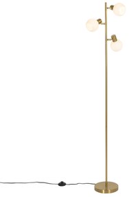 Lampa podłogowa złota z opalowym szkłem 3-punktowa regulowana - Anouk ArtDeco Oswietlenie wewnetrzne
