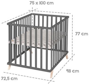 Ciemnoszary kojec dla dzieci z litego drewna bukowego 75x100 cm Lil Planet – Roba