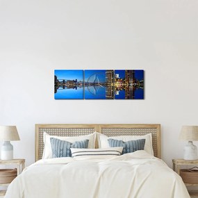 Zdjęcie - Rotterdam nocą (z zegarem) (90x30 cm)