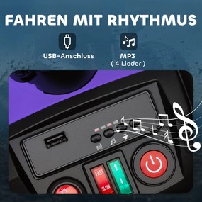 AIYAPLAY Elektryczny quad dla dzieci, 24V pojazd elektryczny z 4 kołami, reflektory, złącze USB, funkcja MP3, 6,5 km/h, 3-8 lat