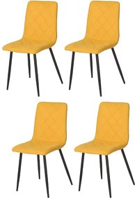 Zestaw krzeseł 4 szt. - tkanina i czarny metal - Curry - DALIA