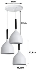 Lampa sufitowa metalowa klosz wisząca AT20-3SZ-White