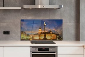 Panel szklany do Kuchni Warszawska Starówka o Zachodzie Słońca