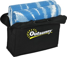 Outsunny Mata zewnętrzna obrotowa, wodoodporna, wzór liści, 182x274cm, Niebieski/Kremowy