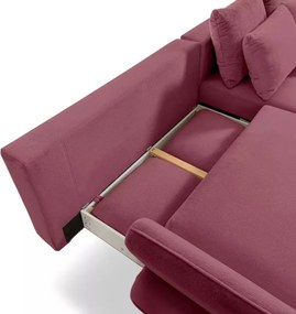 Narożnik MONTE Lewostronny z funkcją spania, pojemnikiem i poduszkami, Sorriso 10 Bordowy WERSAL