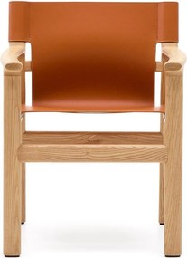 Koniakowe krzesło z litego drewna jesionowego z podłokietnikami Jan – Kave Home