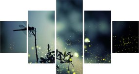 Obraz - Ważka w błyszczącej nocy (125x70 cm)