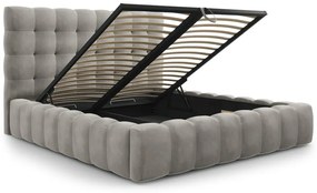 Jasnoszare tapicerowane łóżko dwuosobowe ze schowkiem i stelażem 180x200 cm Bali – Cosmopolitan Design