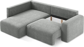 Szary rozkładany/ze schowkiem narożnik z tkaniny szenilowej (lewostronny/w kształcie litery L) Kona – Makamii