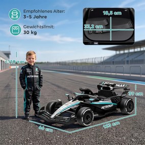 AIYAPLAY Mercedes-AMG PETRONAS F1 12 V Elektryczny gokart dla dzieci z akumulatorem litowym, 2 silniki, miękki start | Aosom PL