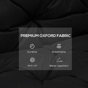 Outsunny Poduszka na Ławkę 3-osobową 100x98x8 cm z Paskami, Poduszka do Mebli Ogrodowych i Hollywoodzkiej Huśtawki, Czarna