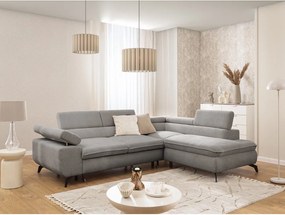 Jasnoszary narożnik z tkaniny szenilowej (prawostronny/w kształcie litery L) Marbeya – Ropez