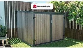 Schowek na rowery z metalu/ocynkowanej stali z efektem drewna 4 m² na 4 rowery - NIKI