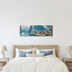 Obraz - Norweskie miasteczko (z zegarem) (90x30 cm)