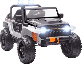 AIYAPLAY Pojazd elektryczny dla dzieci, bateria 12V, z miejscem rodzic-dziecko, zdalnie sterowalny, muzyka, klakson, lampy LED, 3-8 lat, Biały