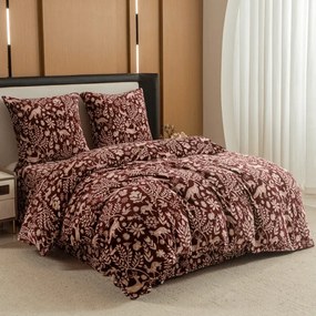 PrzytulneMieszkanie.pl PrzytulneMieszkanie.pl Pościel z mikropluszu FOREST ANIMALS bordowy Rozmiar pościeli: 70 x 90 cm | 140 x 200 cm